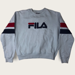 FILA White Fleece Logo Long Sleeve Pullover Sweater Men’s XL